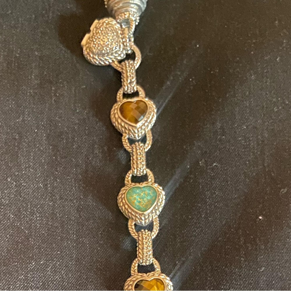Judith Ripka Turquoise and tigers eye 18k gold foil bracelet